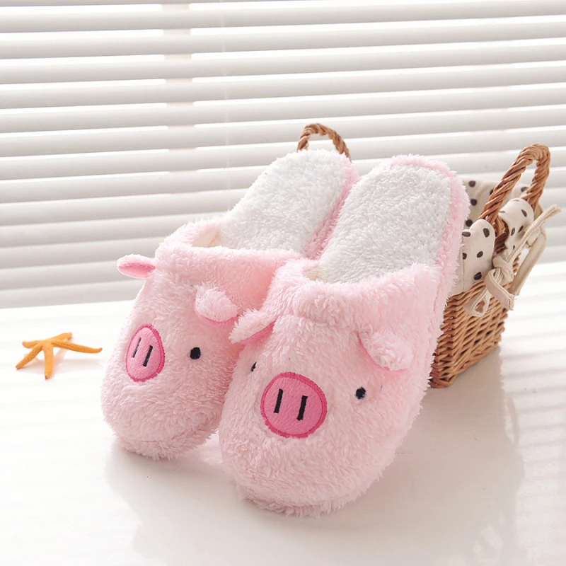 

Women's Winter Slipper Chinelos Pantufas Adulto Fashion Lovely Bear Pig Indoor House Slippers With Fur New Home Shoes For Women