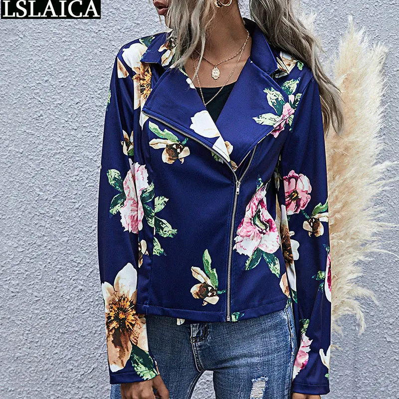 Woman Jacket Fashion Floral Print Long Sleeve Turn-down Collar Zipper Female Coats Casual Slim Streetwear Fall Jacket for Women
Woman Jacket Fashion Floral Print Long Sleeve Turn-down Collar Zipper Female Coats Casual Slim Streetwear Fall Jacket for Women