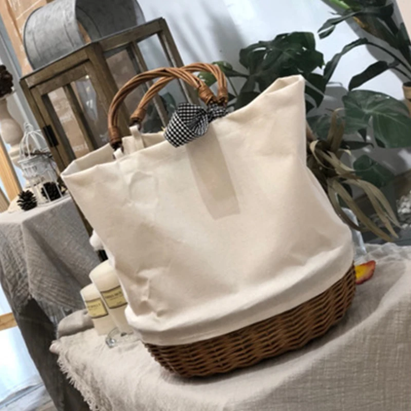 Retro Bowknot Hand-Woven Stitching Canvas Straw Bags for Women Rattan Shopping Basket Willow Totes Handbags Travel Bags Bolsas
Retro Bowknot Hand-Woven Stitching Canvas Straw Bags for Women Rattan Shopping Basket Willow Totes Handbags Travel Bags Bolsas