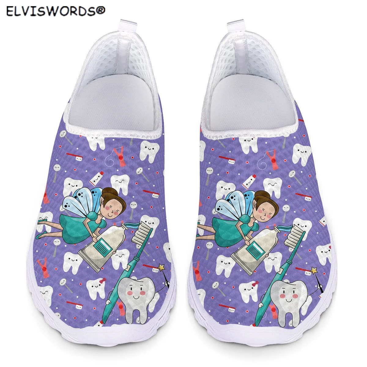 ELVISWORDS Brush Teeth Pattern Breathable Walking Shoes for Ladies Casual Stylish Women's Flats Shoes Non-slip Woman Lazy Shoes
ELVISWORDS Brush Teeth Pattern Breathable Walking Shoes for Ladies Casual Stylish Women's Flats Shoes Non-slip Woman Lazy Shoes