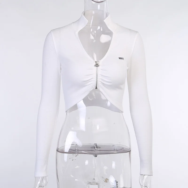 Winter Style Fashion T-Shirt 2020 Sexy Fashion Long Sleeve Zipper Pleated White Solid High Street Women T-Shirt
Winter Style Fashion T-Shirt 2020 Sexy Fashion Long Sleeve Zipper Pleated White Solid High Street Women T-Shirt