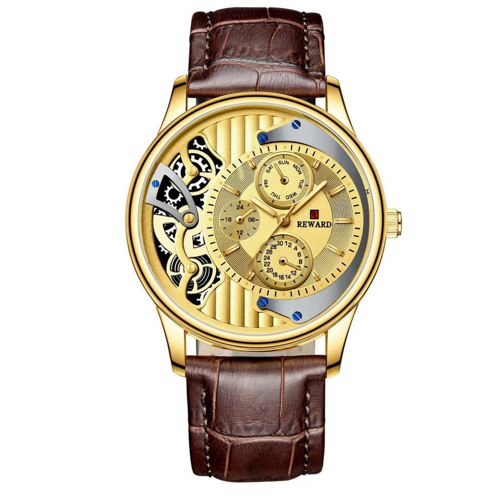 Reward New Men's Wristwatch Fashion Design Fancy Quartz Clock Japan Movement Business Luxury Leather Waterproof Watch
Reward New Men's Wristwatch Fashion Design Fancy Quartz Clock Japan Movement Business Luxury Leather Waterproof Watch