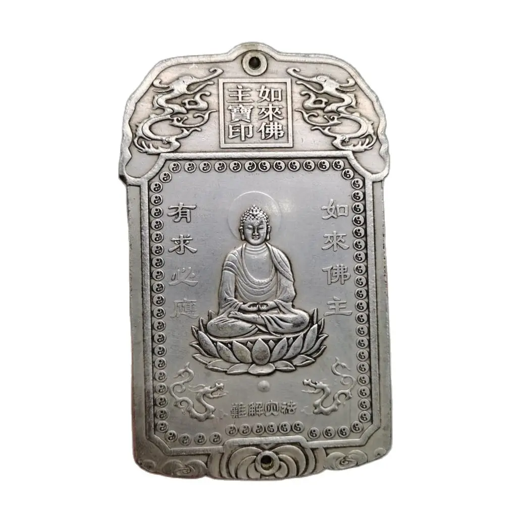 Chinese old Tibetan silver relief Buddha Waist Card amulet pendant Feng Shui lucky Card pendant
Chinese old Tibetan silver relief Buddha Waist Card amulet pendant Feng Shui lucky Card pendant
