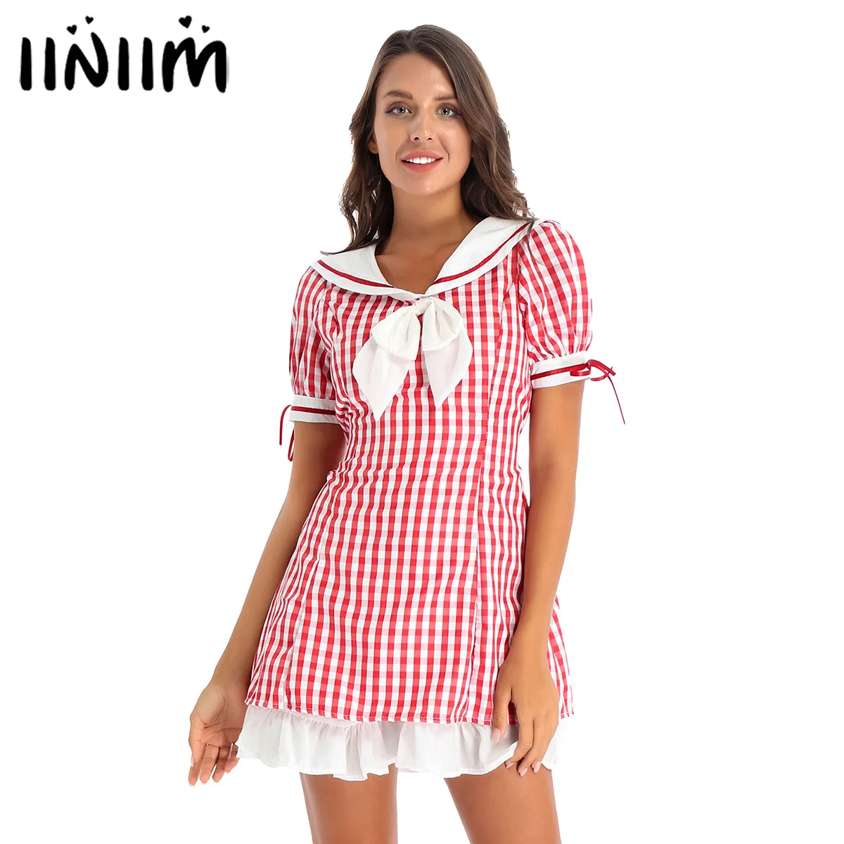 Womens Ladies Schoolgirls Costumes Clubwear Dress Up Sailor Collar Double Layers Plaid Bowknot Dress Ruffle Belted Dresses
Womens Ladies Schoolgirls Costumes Clubwear Dress Up Sailor Collar Double Layers Plaid Bowknot Dress Ruffle Belted Dresses