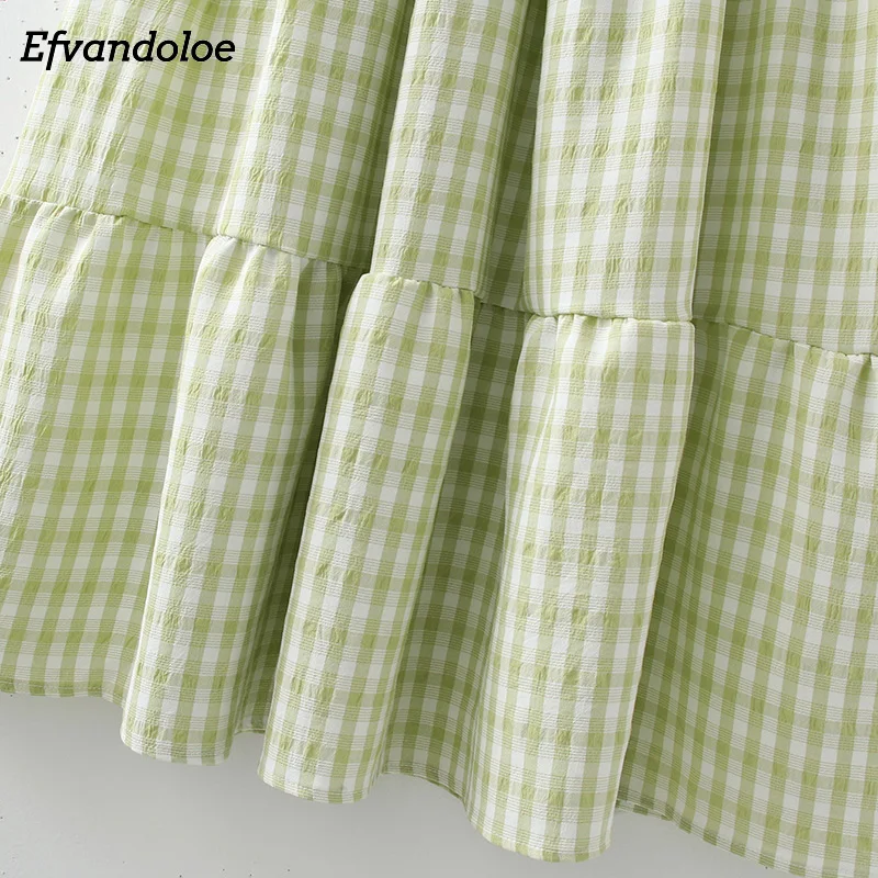 Green Plaid Dress for Women Elegant Square Collar Puff Sleeve A Line Party Holiday Summer Dresses Long Female Clothes 
Green Plaid Dress for Women Elegant Square Collar Puff Sleeve A Line Party Holiday Summer Dresses Long Female Clothes