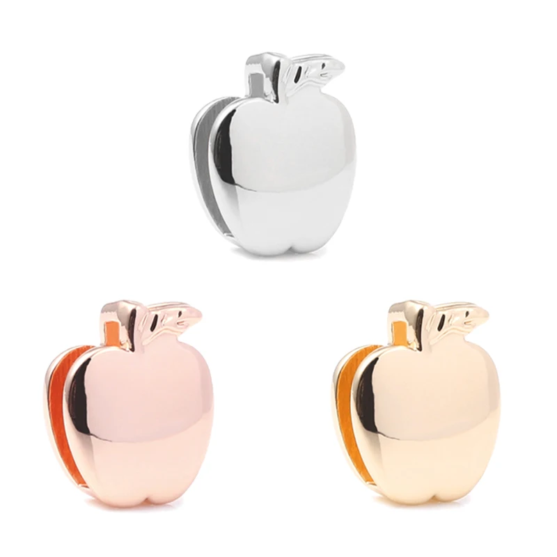 2Pcs/Lot 3 Colors 10mm Apple Shape Charm Slide Beads Fits Brand Mesh Bracelet For Women DIY Watch Strap Jewelry Accessories - купить по
