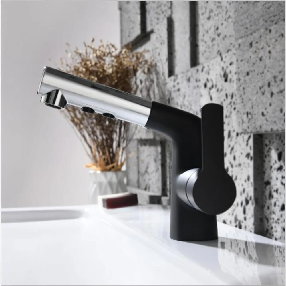 Simple Black Basin Faucet Universal Rotating Pull Faucet With Spray Gun Washbasin Hot And Cold Mixing Faucet
Simple Black Basin Faucet Universal Rotating Pull Faucet With Spray Gun Washbasin Hot And Cold Mixing Faucet