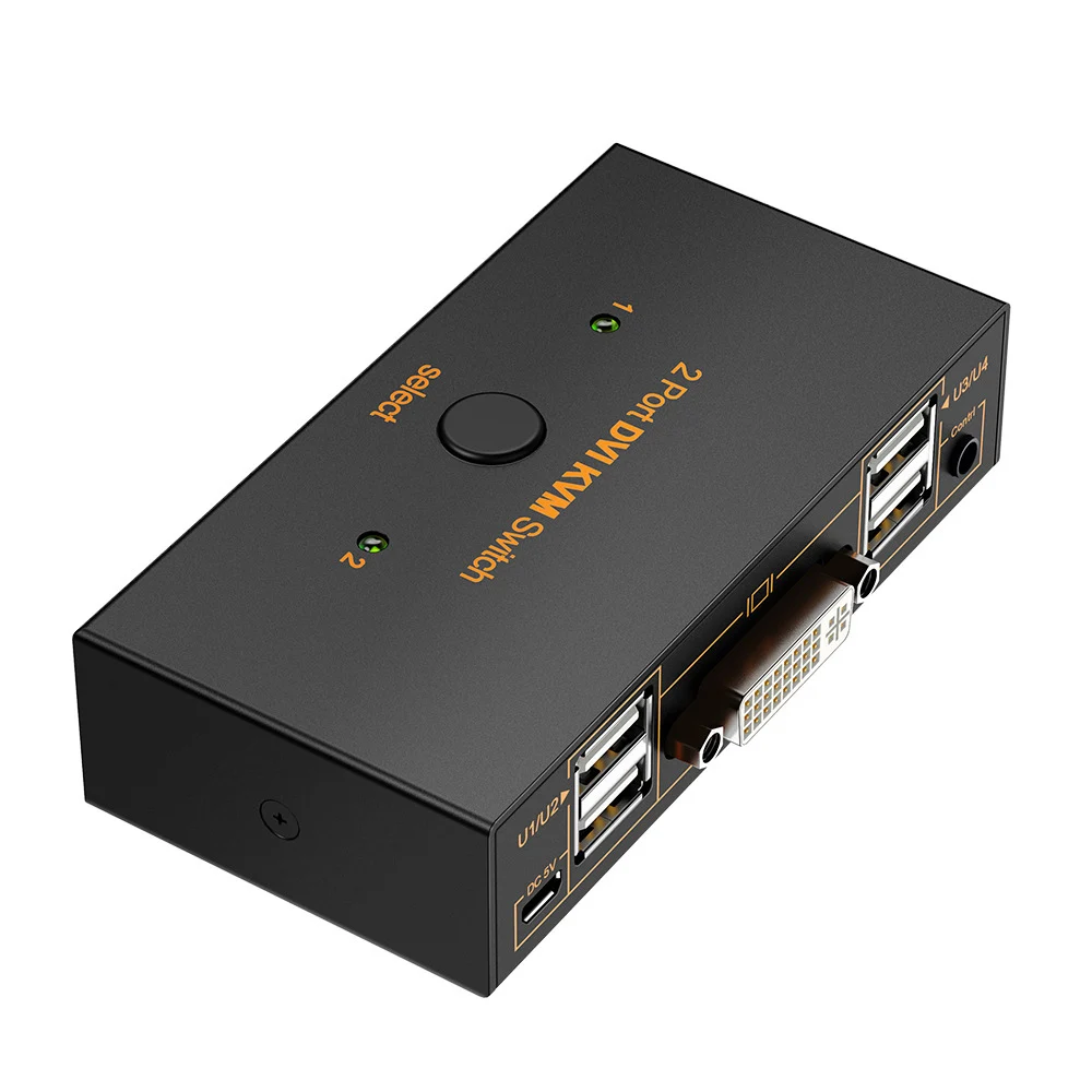 KVM Switch 2 Ports 4 USB 1080P HD USB 2.0 DVI HDMI-Compatible KVM Monitor Switcher for Printer Keyboard Mouse Computer
KVM Switch 2 Ports 4 USB 1080P HD USB 2.0 DVI HDMI-Compatible KVM Monitor Switcher for Printer Keyboard Mouse Computer