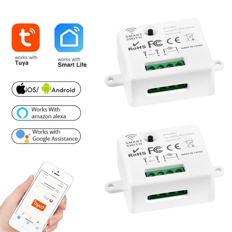 Умный Wi-Fi переключатель Tuya, радиочастотный, с одним проводом, умный мини-контроллер дистанционного управления для Alexa Google Assistant
Умный Wi-Fi переключатель Tuya, радиочастотный, с одним проводом, умный мини-контроллер дистанционного управления для Alexa Google Assistant