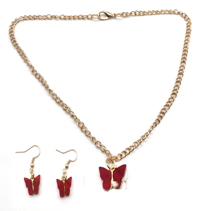 Trendy Butterfly Necklace Colorful Acrylic Metal Pendant Women's Jewelry Set Of Earring And Necklace Cute Earrings For Children
Trendy Butterfly Necklace Colorful Acrylic Metal Pendant Women's Jewelry Set Of Earring And Necklace Cute Earrings For Children