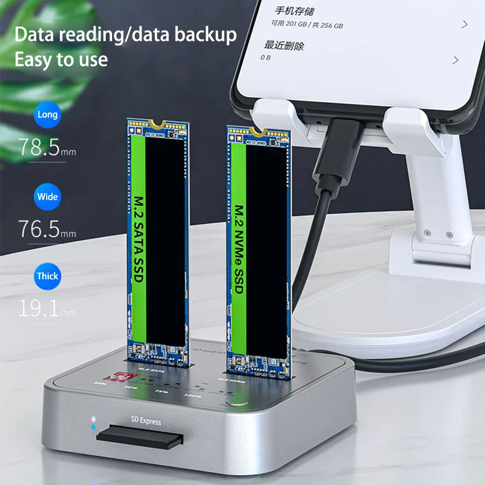 3016CL SSD Copy Base M.2 NVME SATA Dual Protocol Dual Disk with SD Card Reader Slot M.2 NVME Duplicator Cloner US Plug SSD Dock
3016CL SSD Copy Base M.2 NVME SATA Dual Protocol Dual Disk with SD Card Reader Slot M.2 NVME Duplicator Cloner US Plug SSD Dock