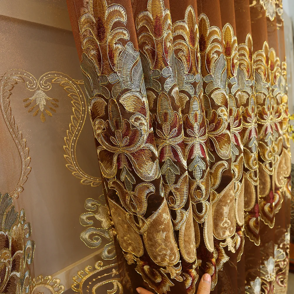European Royal Luxury Gold Curtains Enbroidered Curtains for Living Dining Room Bedroom Sheer/Voile Curtains for Home Decoration
European Royal Luxury Gold Curtains Enbroidered Curtains for Living Dining Room Bedroom Sheer/Voile Curtains for Home Decoration