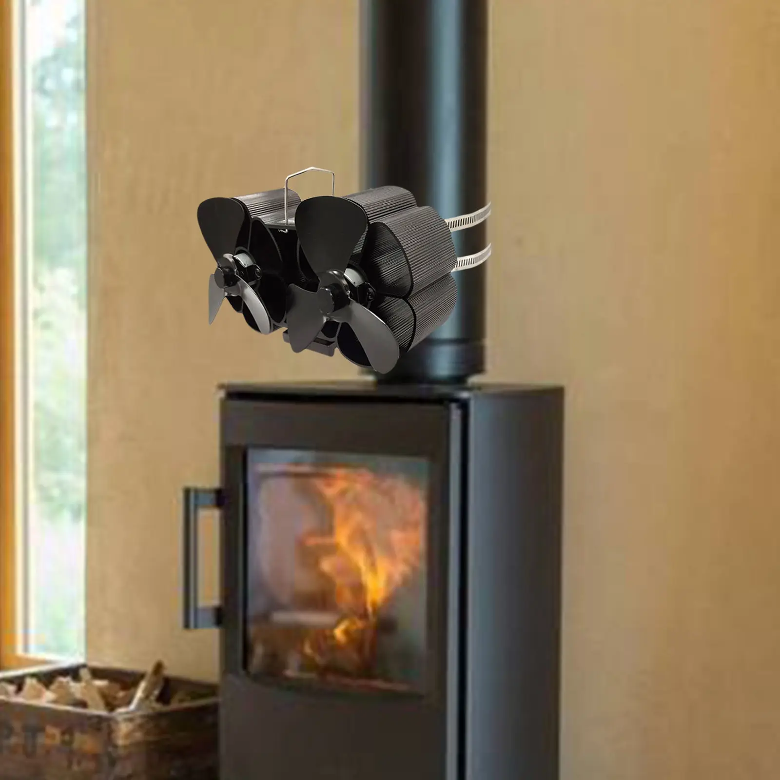 Dual Head Black Fireplace Fan 6 Blade Heat Powered Stove Fan Log Wood Burner Eco Friendly Quiet Fan Home Heat Distribution
Dual Head Black Fireplace Fan 6 Blade Heat Powered Stove Fan Log Wood Burner Eco Friendly Quiet Fan Home Heat Distribution