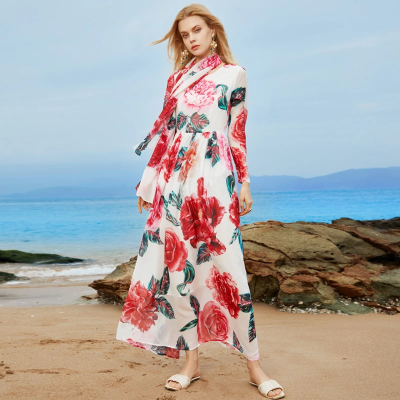 Runway Bohemian Spring New Women Long-Sleeved Square Scarf Flower Print Fashion Elegant Retro Party Vacation Chiffon Long Dress
Runway Bohemian Spring New Women Long-Sleeved Square Scarf Flower Print Fashion Elegant Retro Party Vacation Chiffon Long Dress