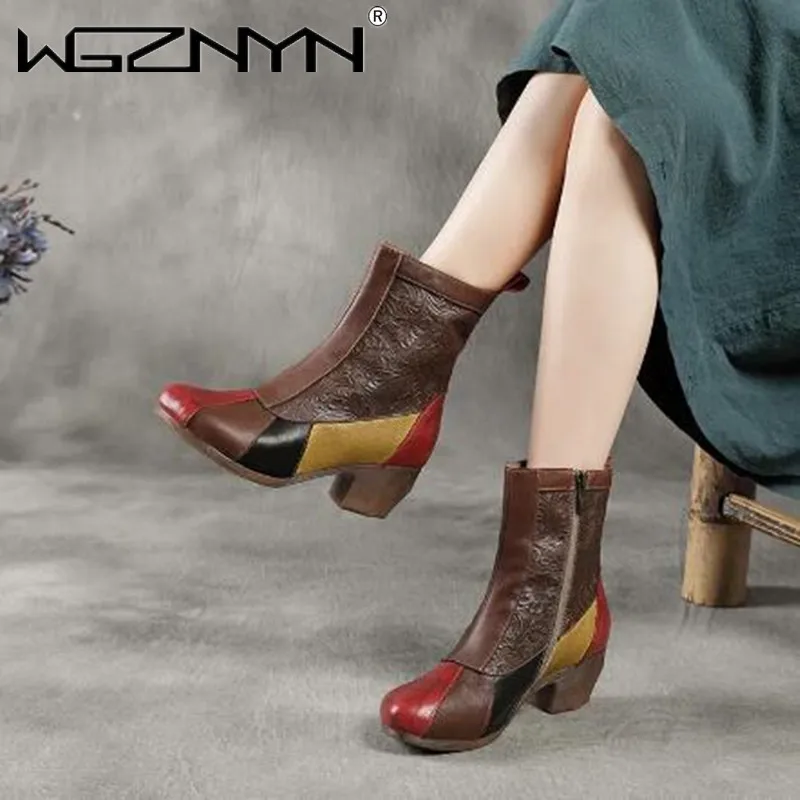 NEW Fashion Genuine PU Leather Mixed Colors Shoes Women Boots Autumn Winter Zip Round Toe Concise Handmade Retro Platform Boots
NEW Fashion Genuine PU Leather Mixed Colors Shoes Women Boots Autumn Winter Zip Round Toe Concise Handmade Retro Platform Boots
