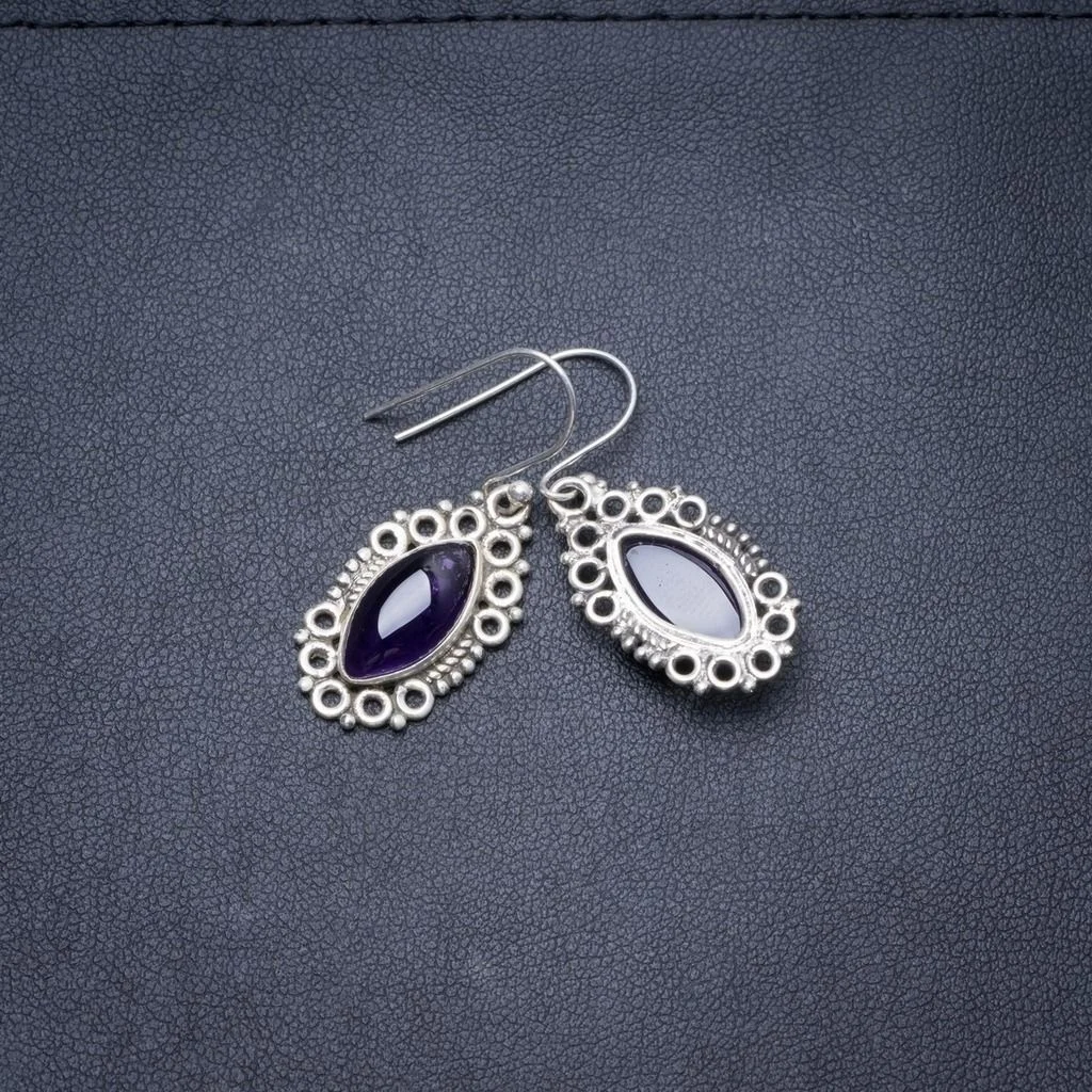 Natural Amethyst Handmade Unique 925 Sterling Silver Earrings 1.25" Y3235 
Natural Amethyst Handmade Unique 925 Sterling Silver Earrings 1.25" Y3235