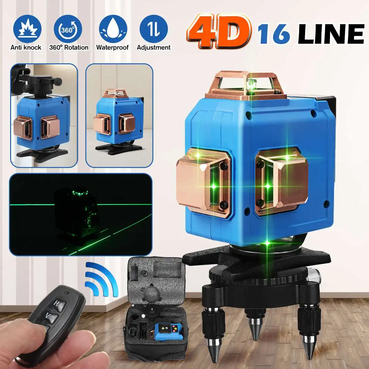 16 Lines Laser Level 4D Self-Leveling 360 Horizontal And Vertical Professional Green Laser Beam Line Build Measuring Tool
16 Lines Laser Level 4D Self-Leveling 360 Horizontal And Vertical Professional Green Laser Beam Line Build Measuring Tool