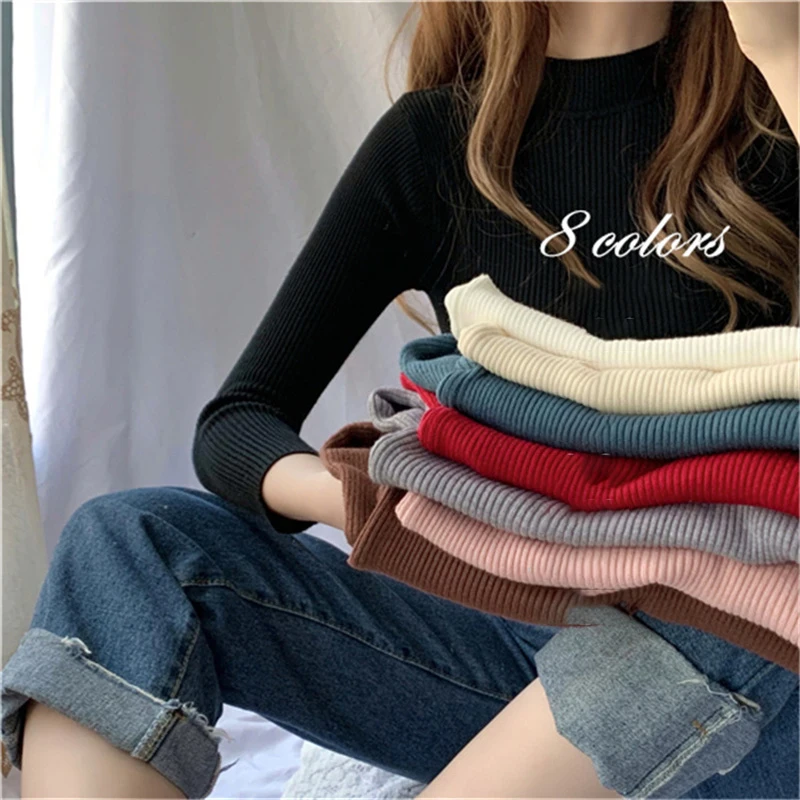 Autumn Winter Casual Mock Neck Knitting Bottoming Warm Sweaters 2021 Women's Pullovers Solid Minimalist Cheap Tops jersey mujer
Autumn Winter Casual Mock Neck Knitting Bottoming Warm Sweaters 2021 Women's Pullovers Solid Minimalist Cheap Tops jersey mujer