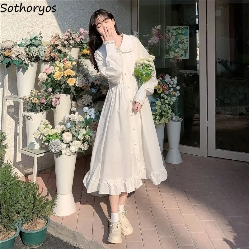 Lovely Solid White Long Sleeve Dress Women Spring College Ruffles A-line Midi Dresses Female Ins Stylish Vestidos Tender Leisure
Lovely Solid White Long Sleeve Dress Women Spring College Ruffles A-line Midi Dresses Female Ins Stylish Vestidos Tender Leisure