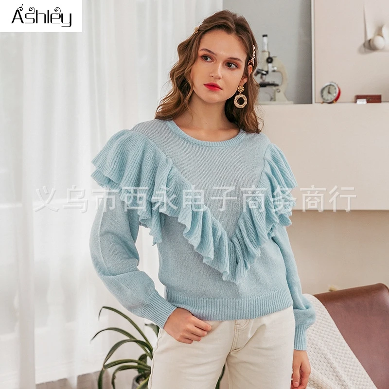 Ashley Casual o-neck women knitted sweater Long sleeve ruffled female sweater Autumn winter fashion ladies pullover jumper
Ashley Casual o-neck women knitted sweater Long sleeve ruffled female sweater Autumn winter fashion ladies pullover jumper