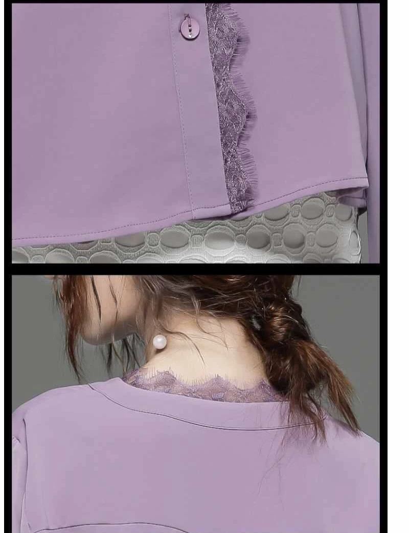 Spring Fall Fashion Office Ladies Womens V Neck Lace Patchwork Purple Chiffon Blouse , Women 3xl Elegant Blouses Tops Shirt
Spring Fall Fashion Office Ladies Womens V Neck Lace Patchwork Purple Chiffon Blouse , Women 3xl Elegant Blouses Tops Shirt