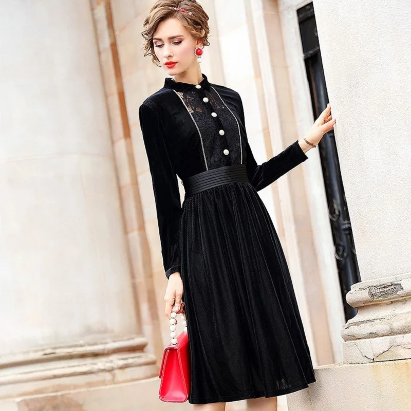 Spring 2019 new Luxury Design Celebrities Retro velvet Party Dress Women Office Elegant dress Plus Size winter long Lace dresses
Spring 2019 new Luxury Design Celebrities Retro velvet Party Dress Women Office Elegant dress Plus Size winter long Lace dresses