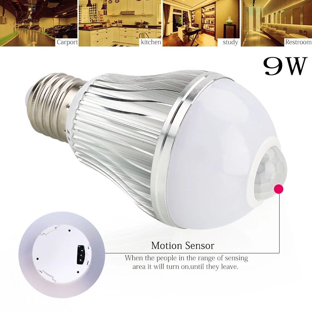 Motion Sensor Light Bulb 9W LED Lamp Infrared Induction Night Lights Lampada LED Lamparas Bombillas for Stair Hallway E27
Motion Sensor Light Bulb 9W LED Lamp Infrared Induction Night Lights Lampada LED Lamparas Bombillas for Stair Hallway E27