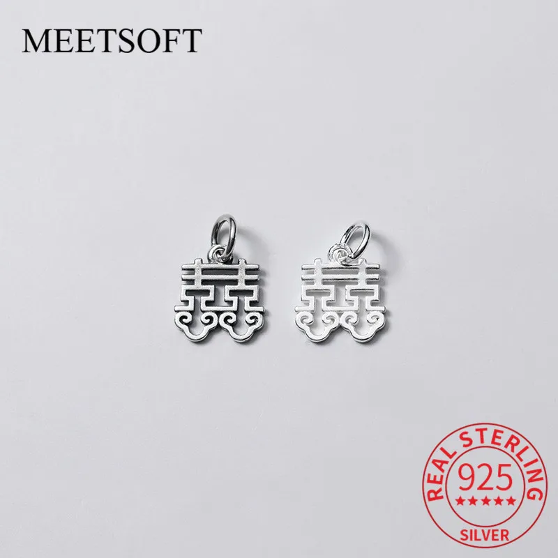 MEETSOFT Retro S925 Sterling Silver Double happiness Hollow Charms of DIY Handmade Jewelry Necklace Prevent Allery Accessory
MEETSOFT Retro S925 Sterling Silver Double happiness Hollow Charms of DIY Handmade Jewelry Necklace Prevent Allery Accessory