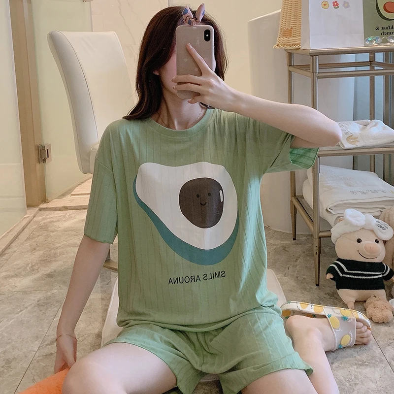 Green Pajama Sets For Women Summer Cotton Home Clothes Short Sleeve Sleepwear Female Pijama Short Pants Homewear Two Piece Set
Green Pajama Sets For Women Summer Cotton Home Clothes Short Sleeve Sleepwear Female Pijama Short Pants Homewear Two Piece Set