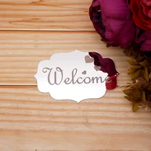 3D Acrylic Mirror Door Plate WELCOME Indicating Signs Entrance Home Logo Wall Stickers Home Decor