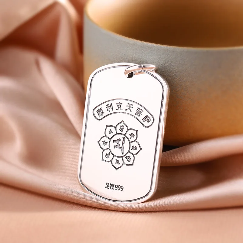Uglyless Handmade Buddha Pendants for Men Buddhism Big Size Square Necklaces NO Chains 999 Pure Silver Religious Gifts Jewelry | Украшения