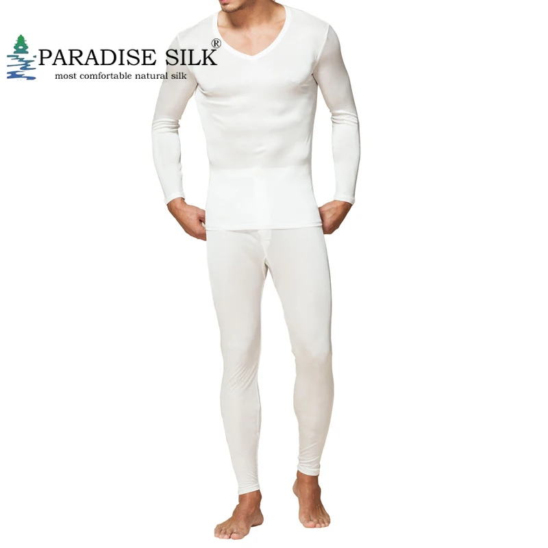 Мужское трикотажное термобелье из 100% чистого шелка с V образным вырезом|set poker|jersey