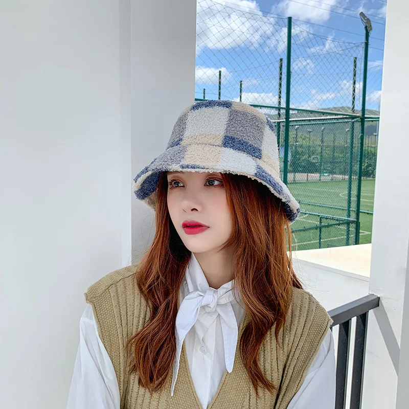 Warm Bucket-Hats Luxury Winter Plaid Thickened Soft Panama Hat Fashion Bob Chapeau Women Fisherman Cat
Warm Bucket-Hats Luxury Winter Plaid Thickened Soft Panama Hat Fashion Bob Chapeau Women Fisherman Cat