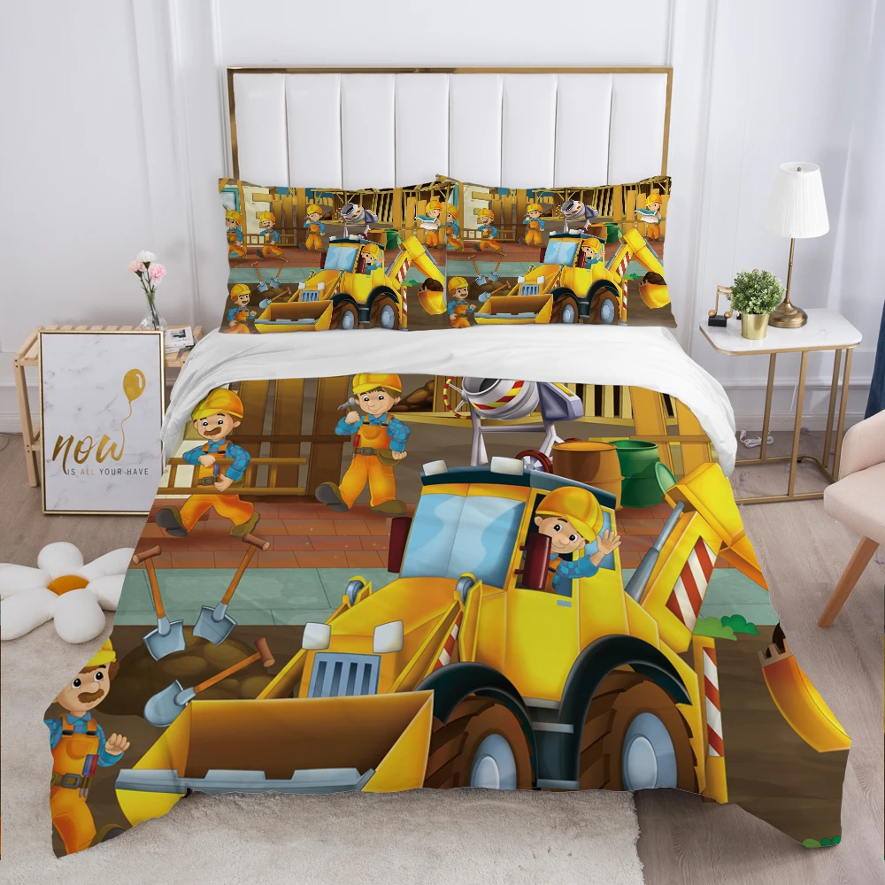 

Cartoon Children's Bedding set for kids baby Duvet cover set pillow case Bed linens Quilt cover 140x200 Bed set Single Car PUSH