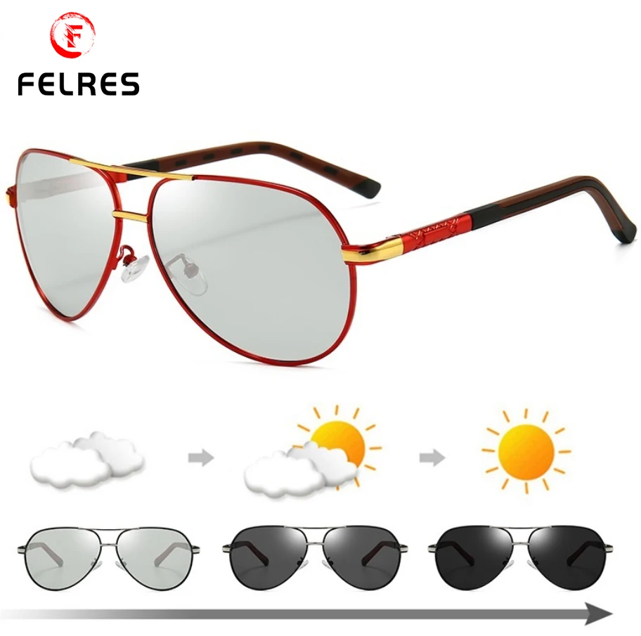 FELRES Photochromic Polarized Metal Frame Sunglasses For Men Outdoor Driving Fishing Cycling UV400 Glasses F8725
FELRES Photochromic Polarized Metal Frame Sunglasses For Men Outdoor Driving Fishing Cycling UV400 Glasses F8725