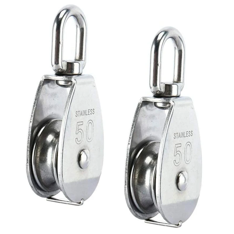 NEW ARRIVAL-2 Pcs M50 Single Pulley Block, 304 Stainless Steel Pulley Roller Crane Swivel Hook,Wheel Pulley for Wire Rope Loadin
NEW ARRIVAL-2 Pcs M50 Single Pulley Block, 304 Stainless Steel Pulley Roller Crane Swivel Hook,Wheel Pulley for Wire Rope Loadin