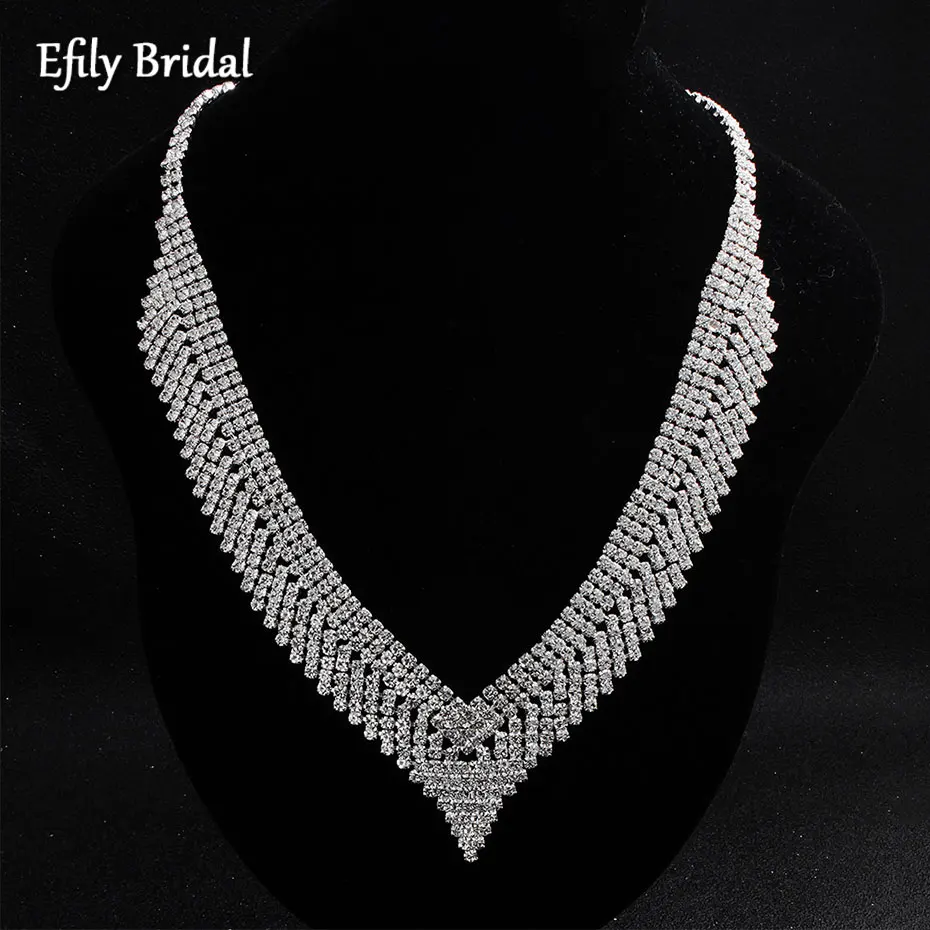 Efily Silver Color Rhinestone Necklace for Women Luxury Crystal Bridal Wedding Jewelry Statement Chain Necklace Bridesmaid Gift
Efily Silver Color Rhinestone Necklace for Women Luxury Crystal Bridal Wedding Jewelry Statement Chain Necklace Bridesmaid Gift