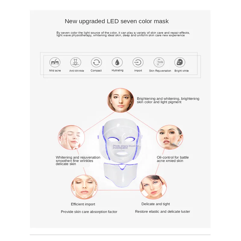 Colorful Beauty Mask Acne Neck Led Color Light Mask Beauty Instrument Whitening and Skin Rejuvenation Led Face Mask
Colorful Beauty Mask Acne Neck Led Color Light Mask Beauty Instrument Whitening and Skin Rejuvenation Led Face Mask