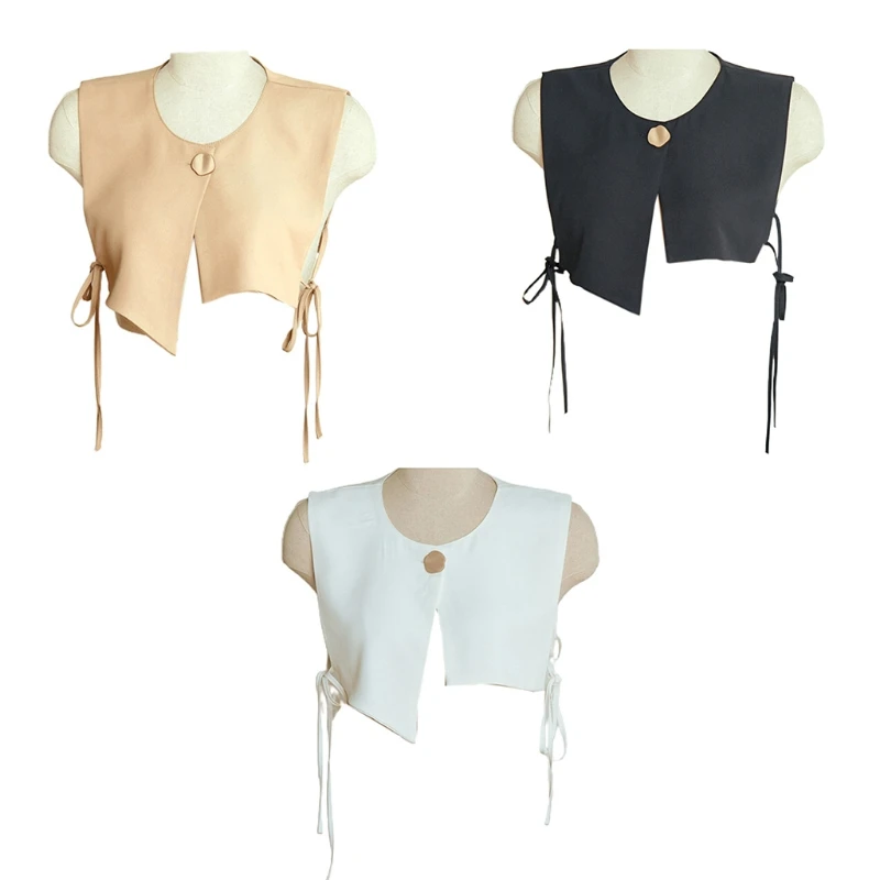 85WB Women Asymmetrical False Collar Shawl Button Scarf Vest Jacket Lace-Up Poncho
85WB Women Asymmetrical False Collar Shawl Button Scarf Vest Jacket Lace-Up Poncho