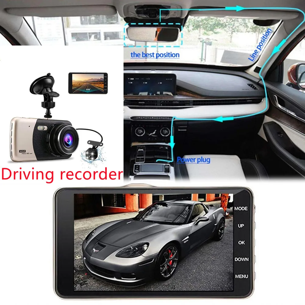 1080P FHD 4,0 дюймовый IPS экран Автомобильный видеорегистратор с двумя объективами камера видео передняя и задняя 150 мАч кронштейн держатель с пр...
1080P FHD 4,0 дюймовый IPS экран Автомобильный видеорегистратор с двумя объективами камера видео передняя и задняя 150 мАч кронштейн держатель с пр...