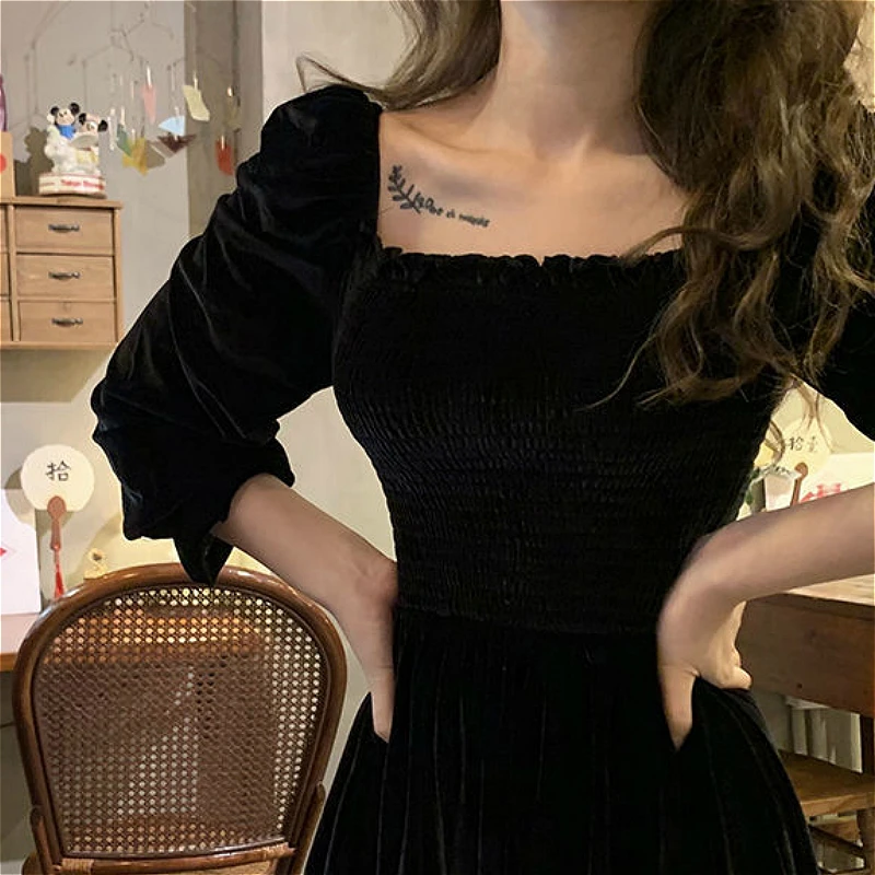 Dress Women Spring Elegant Korean Classic Black Party Vestidos Slim Stylish Sexy Ladies New Popular Casual Square Collar Clothes
Dress Women Spring Elegant Korean Classic Black Party Vestidos Slim Stylish Sexy Ladies New Popular Casual Square Collar Clothes