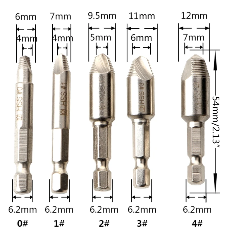 Damaged Screw Extractor Set with Case 5 Pcs Stripped Screw Extractor All-Purpose HSS Bolt Extractor Screw Remover Set 35ED
Damaged Screw Extractor Set with Case 5 Pcs Stripped Screw Extractor All-Purpose HSS Bolt Extractor Screw Remover Set 35ED
