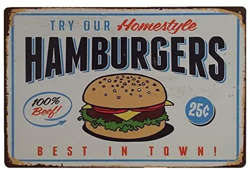 FOEMXIEN Try Our Homemade Hamburger;Tin Sign Wall Retro Metal Bar Pub Poster Metal 11.87.9in
FOEMXIEN Try Our Homemade Hamburger;Tin Sign Wall Retro Metal Bar Pub Poster Metal 11.87.9in