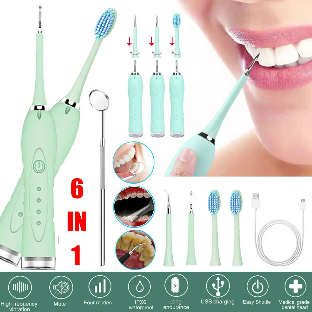 Ultrasonic Sonic Dental Scaler Calculus Plaque Remover Tool Kit Tooth Stains Tartar Cleaner Dentist Whiten Teeth Health Hygiene
Ultrasonic Sonic Dental Scaler Calculus Plaque Remover Tool Kit Tooth Stains Tartar Cleaner Dentist Whiten Teeth Health Hygiene