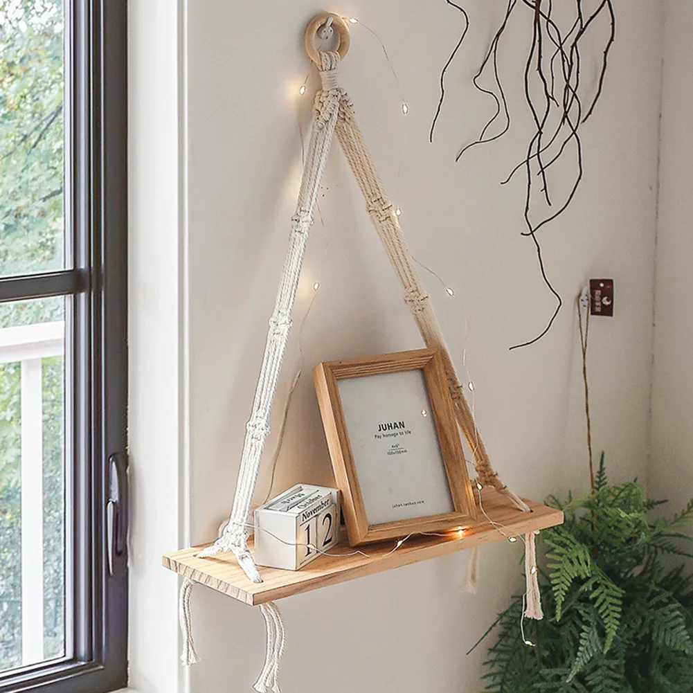 Wood Swing Hanging Rope Hand-Woven Wall Mounted Planter Flower Pot Floating Shelves For Home Indoor Outdoor Decoration
Wood Swing Hanging Rope Hand-Woven Wall Mounted Planter Flower Pot Floating Shelves For Home Indoor Outdoor Decoration
