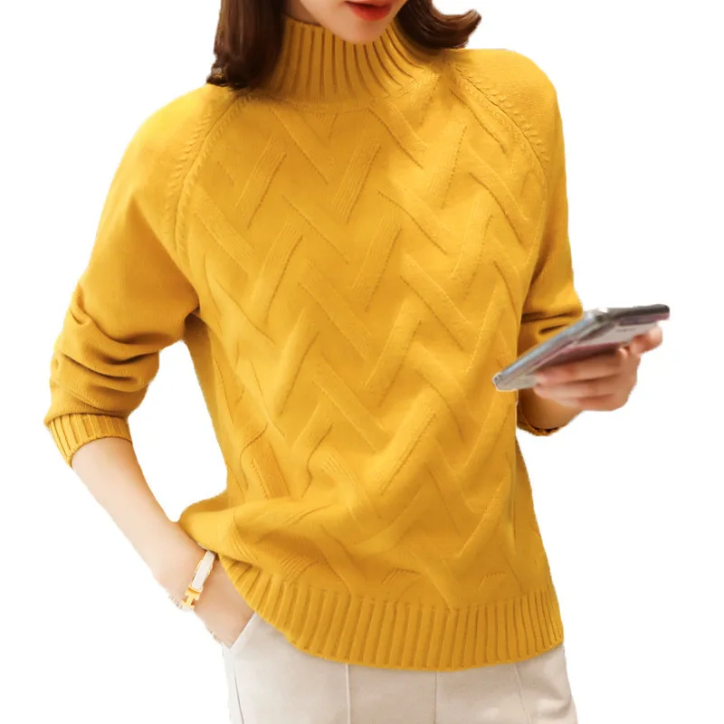 2020 Autumn Winter Women Sweater Fashion Basic Tops Half High Neck Female Casual Soild Color Pullovers Long Sleeve Kintted Loose
2020 Autumn Winter Women Sweater Fashion Basic Tops Half High Neck Female Casual Soild Color Pullovers Long Sleeve Kintted Loose