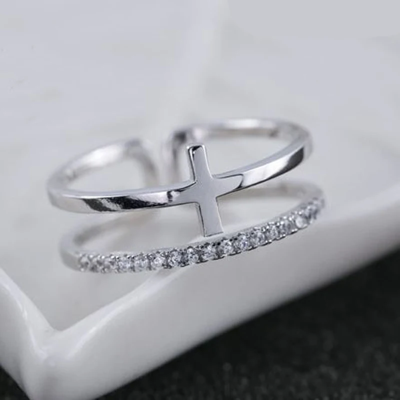 New Arrivals 925 Sterling Silver Rings Cross Double Crystal Ring For Girl Women Gift Jewelry
New Arrivals 925 Sterling Silver Rings Cross Double Crystal Ring For Girl Women Gift Jewelry