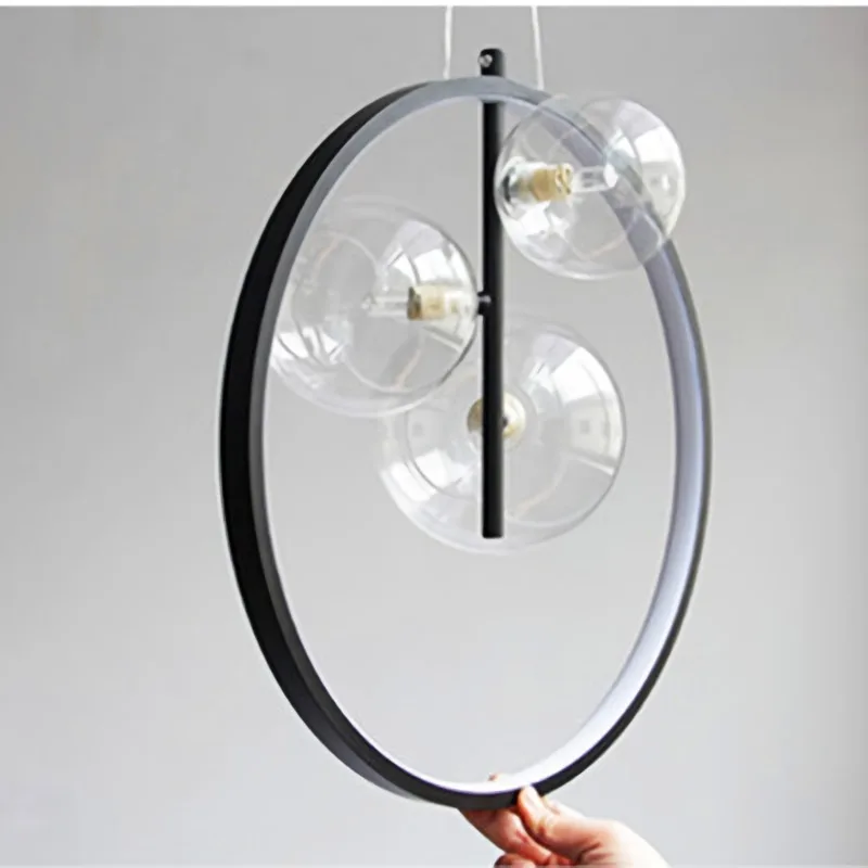 Modern Ring Glass Ball Pendant Light Black LED Hanging Lamps Home Decor Table Dining Living Room Bedside Lighting Fixture
Modern Ring Glass Ball Pendant Light Black LED Hanging Lamps Home Decor Table Dining Living Room Bedside Lighting Fixture