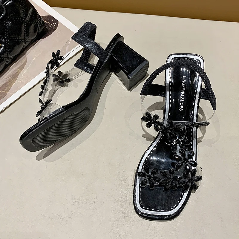 2021 summer new versatile square head thick heel flower set foot fairy style with skirt and high heels 1959 
2021 summer new versatile square head thick heel flower set foot fairy style with skirt and high heels 1959