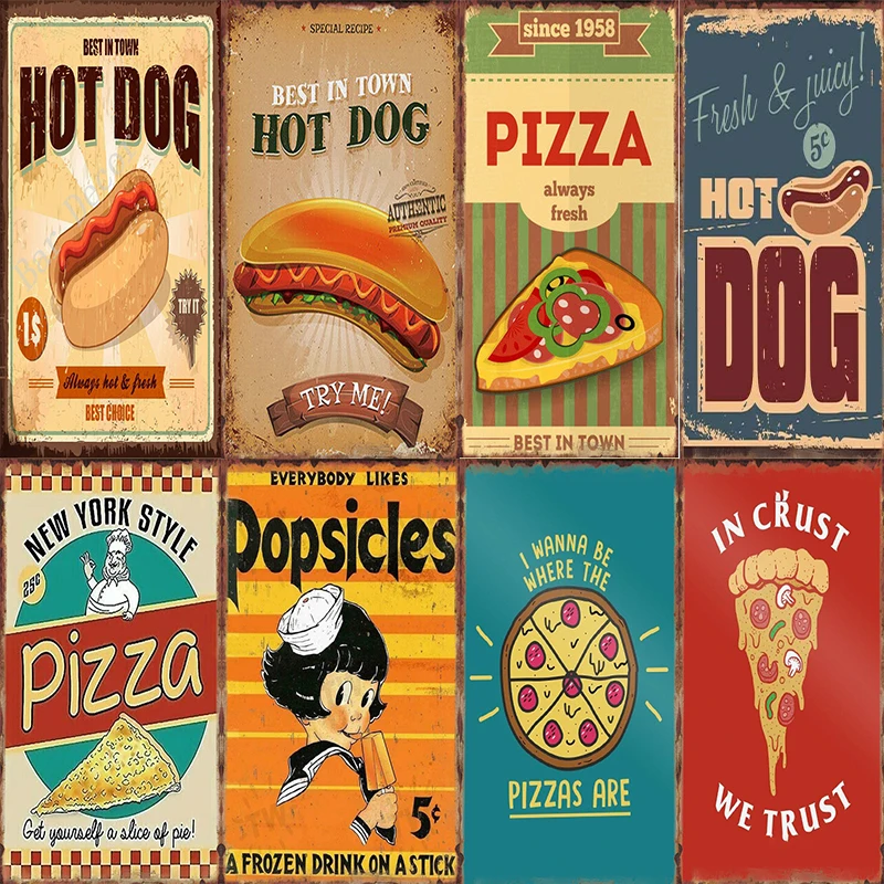 Pizza Hot Dog Sandwich Metal Tin Sign Funny Vintage Metal Plaque Food Home Decor Retro Poster Kitchen Bar Pub Club Wall Sticker
Pizza Hot Dog Sandwich Metal Tin Sign Funny Vintage Metal Plaque Food Home Decor Retro Poster Kitchen Bar Pub Club Wall Sticker